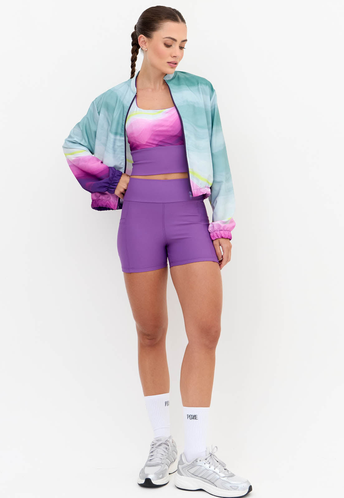 Bermuda lisa roxo fusão com bolsos Alquimia