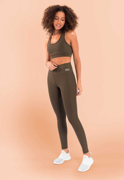 Top curto nadador com decote profundo verde liso Oásis