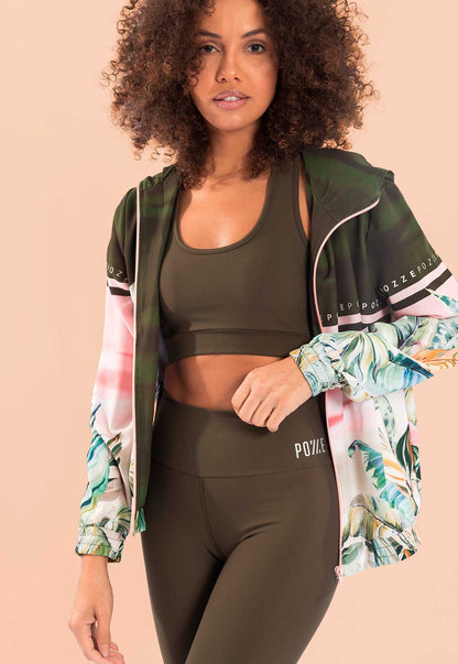 Top curto nadador com decote profundo verde liso Oásis