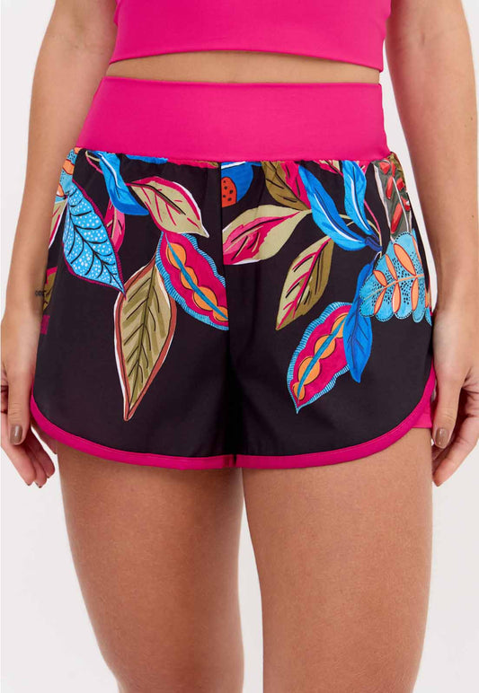 Short duplo estampado com bolso Anoitecer