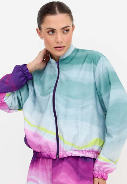 Jaqueta bomber com bolsos estampada Alquimia