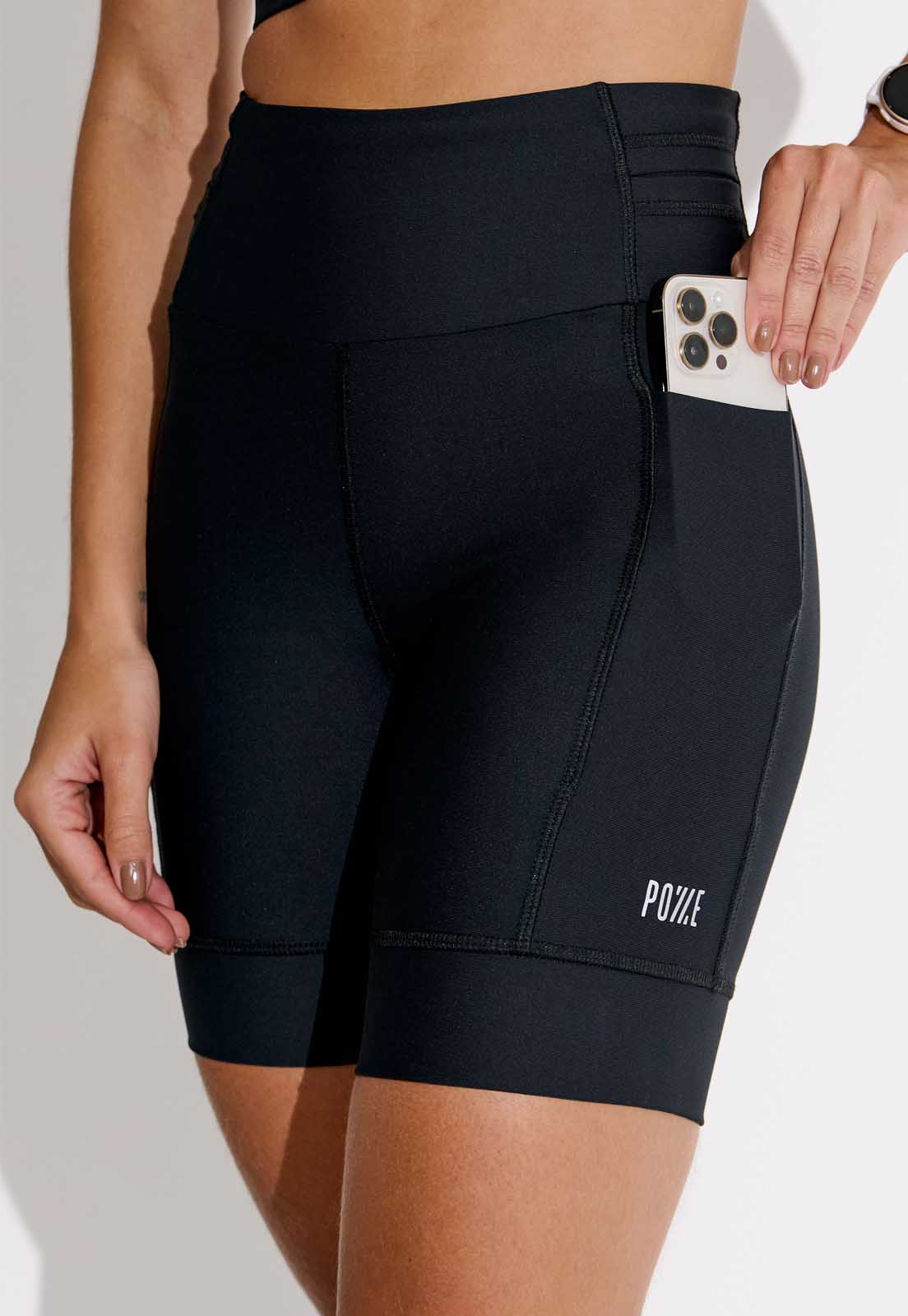 Bermuda Running Lisa Preta Multibolsos Action