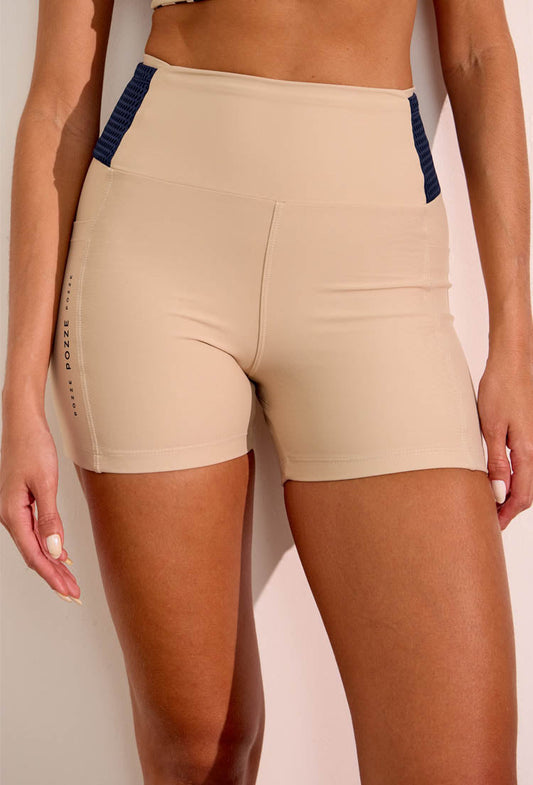 Bermuda bicolor bege árido e marinho multibolsos Gaia