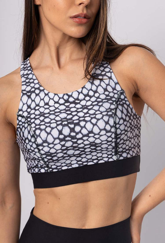 Top running dupla face com bolso estampa Action