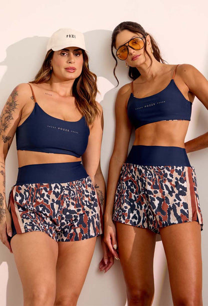 Shorts duplo estampado com bolsos Gaia
