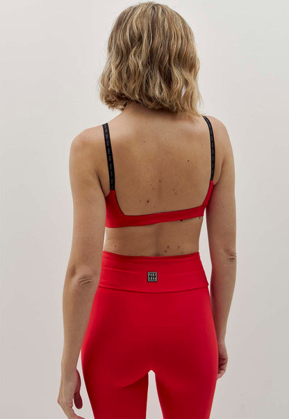 Top liso vermelho carmim com elástico personalizado Voá