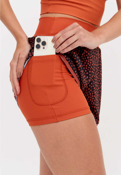 Short duplo estampado com bolso Anoitecer