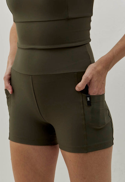 Shorts estampado 2 em 1 com bolsos e bermuda interna verde elite Voá