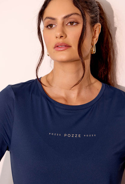 Tshirt alongada nas costas lisa marinho Gaia