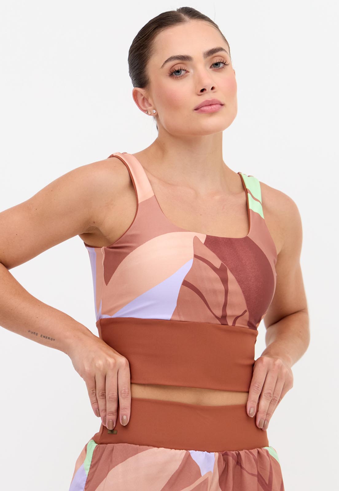 Top longo dupla face com bojo fixo Aura