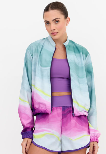 Jaqueta bomber com bolsos estampada Alquimia