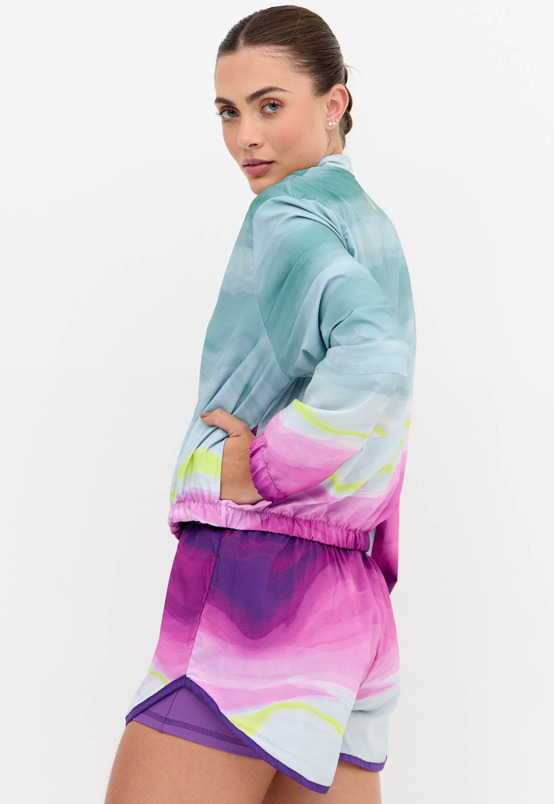 Jaqueta bomber com bolsos estampada Alquimia