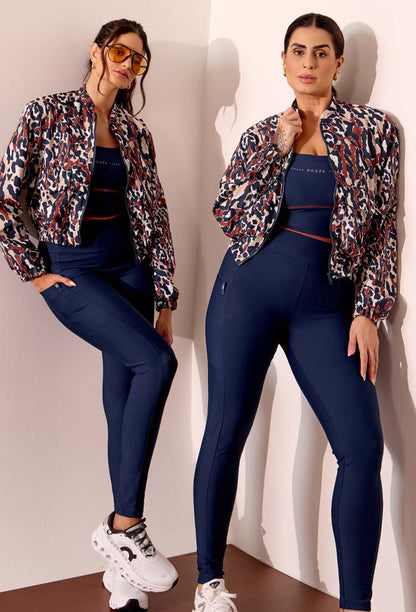 Jaqueta bomber com bolsos frontais estampada Gaia