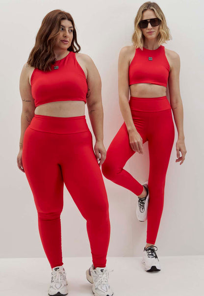 Top dupla face liso vermelho carmim e luna com bojo fixo Voá