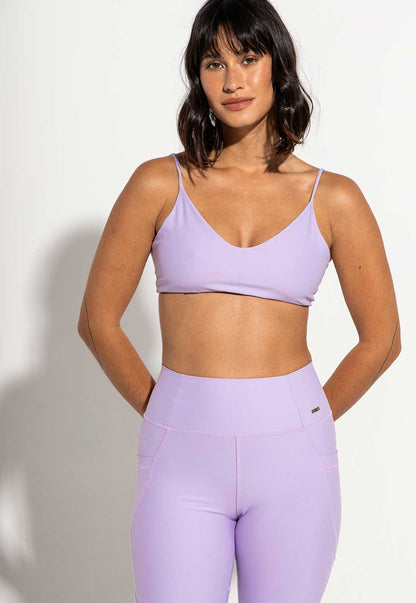 Conjunto Top dupla face+Legging+Jaqueta lavanda Aura