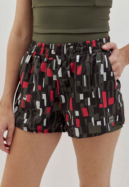 Shorts estampado 2 em 1 com bolsos e bermuda interna verde elite Voá