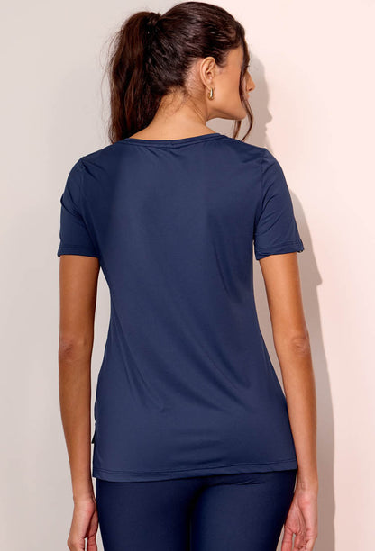 Tshirt alongada nas costas lisa marinho Gaia
