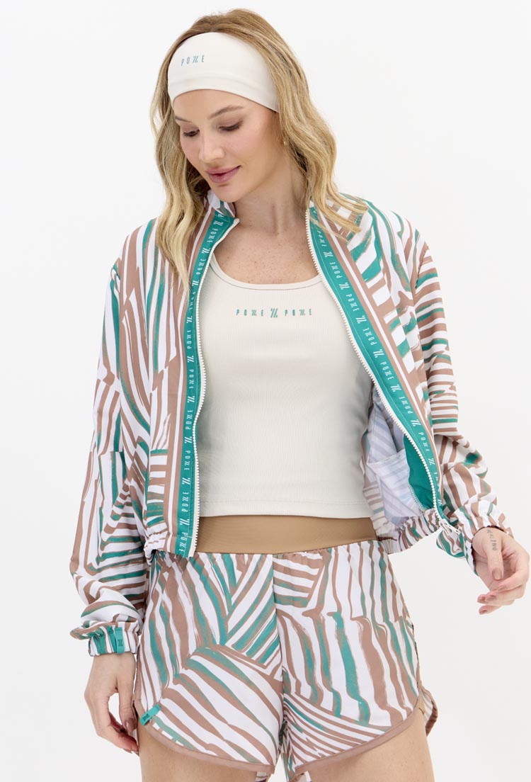 Shorts duplo amêndoa com bolso estampado Lance