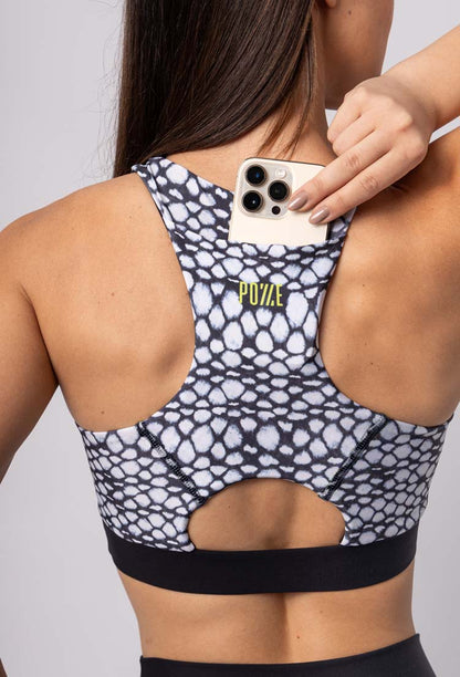 Top running dupla face com bolso estampa Action