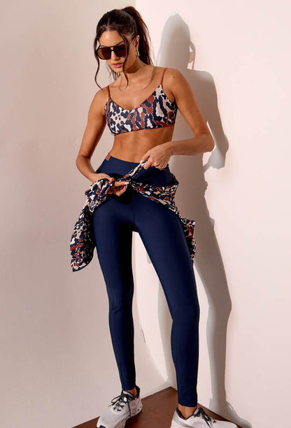 Top alça dupla face marrom e estampado Gaia