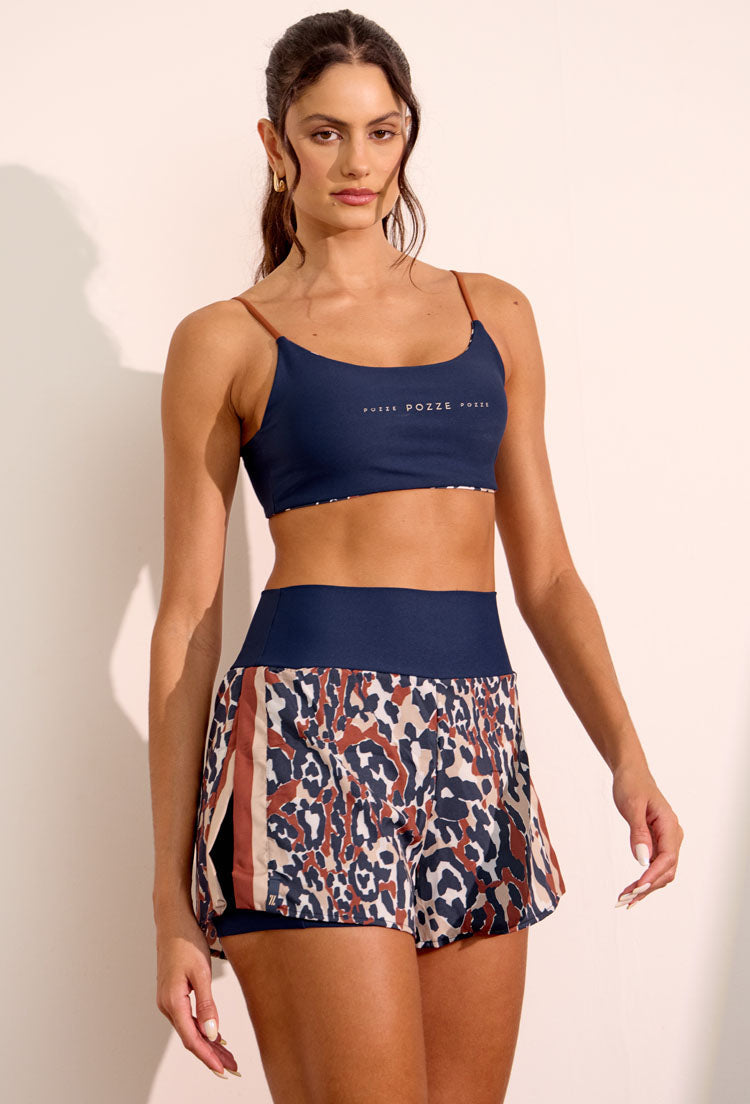 Shorts duplo estampado com bolsos Gaia