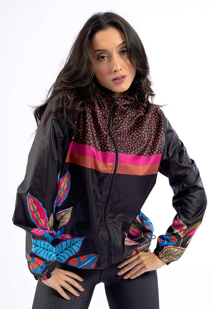 Jaqueta corta vento com bainha estampa anoitecer