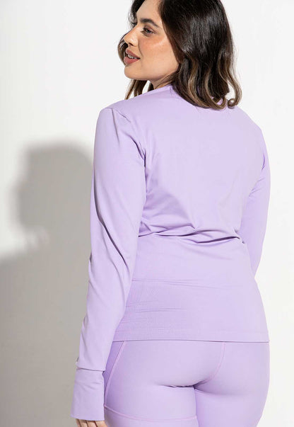 Conjunto Top dupla face+Legging+Jaqueta lavanda Aura