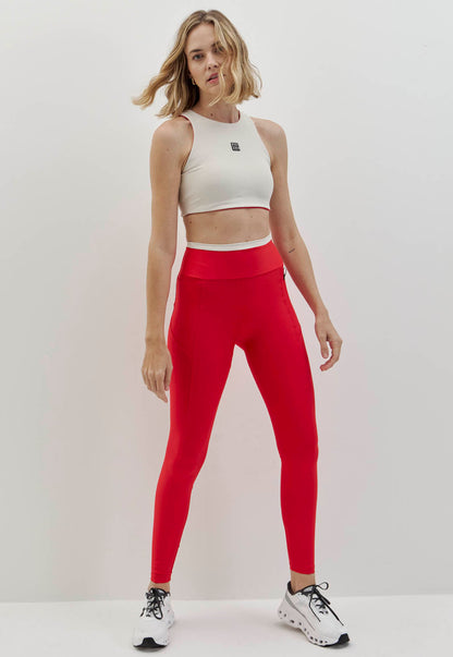 Top dupla face liso vermelho carmim e luna com bojo fixo Voá