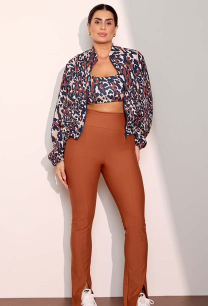 Jaqueta bomber com bolsos frontais estampada Gaia