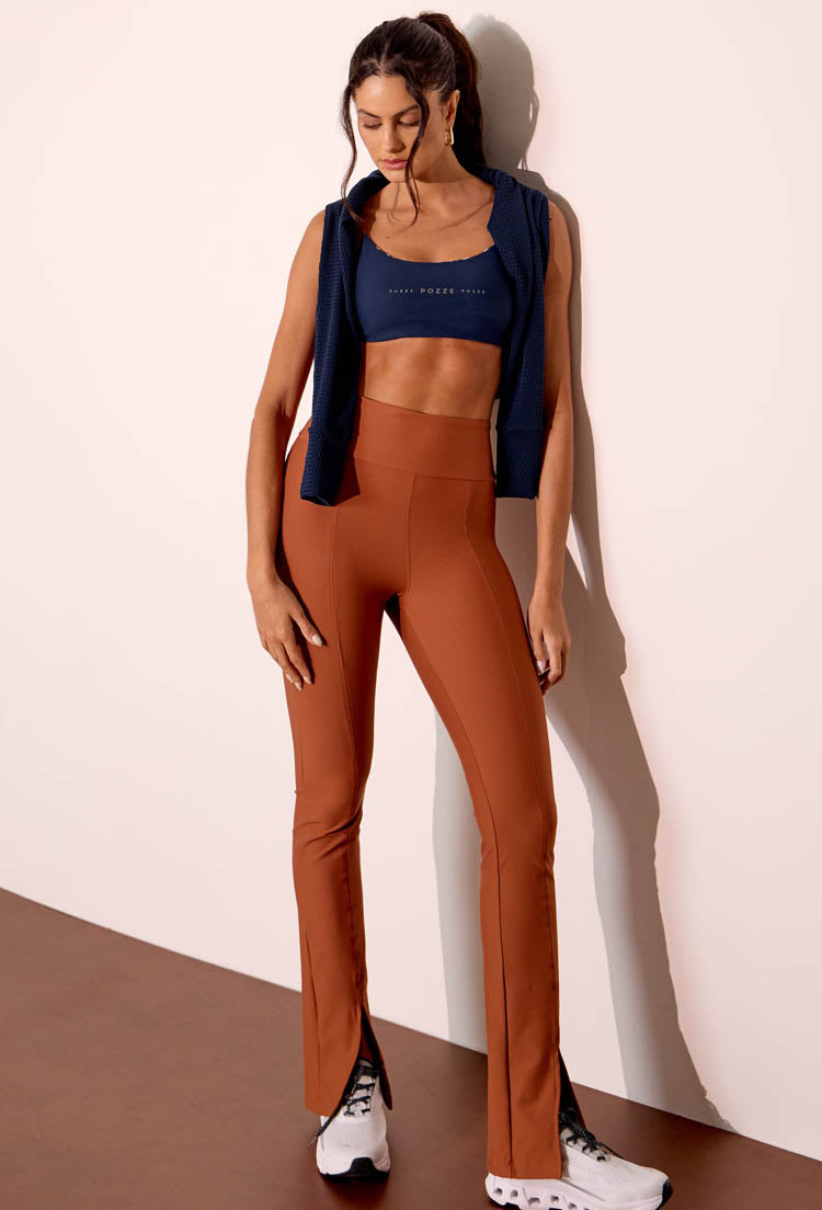 Top faixa dupla face marinho e estampado com bojo removível Gaia