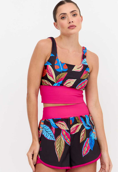 Short duplo estampado com bolso Anoitecer