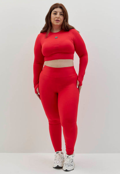 Tshirt cropped manga longa vermelho carmim Voá