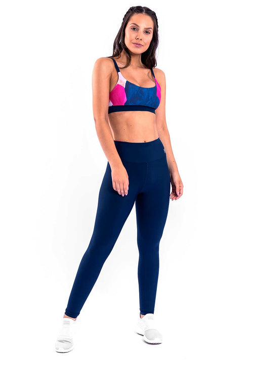 Conjunto Azul Legging lisa+Top Dupla Face Acqua