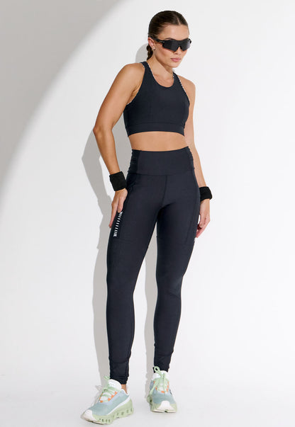 Legging running lisa preta multibolsos Action