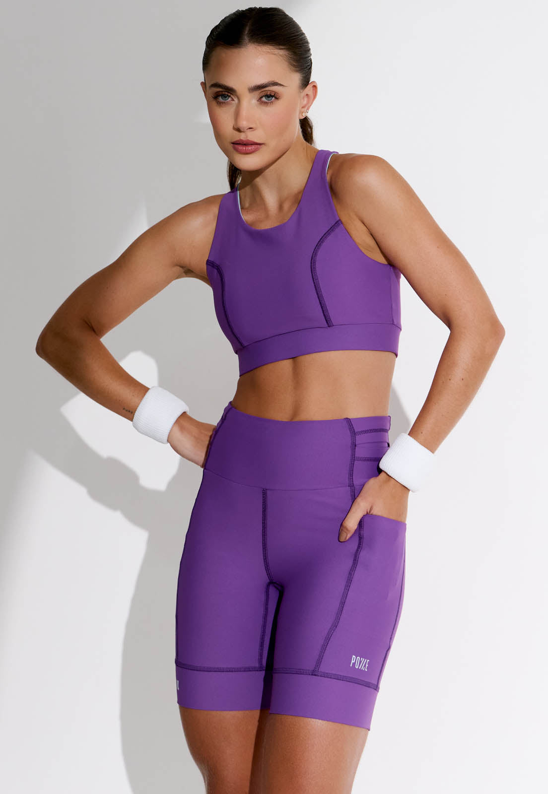 Bermuda running lisa roxo multibolsos Alquimia