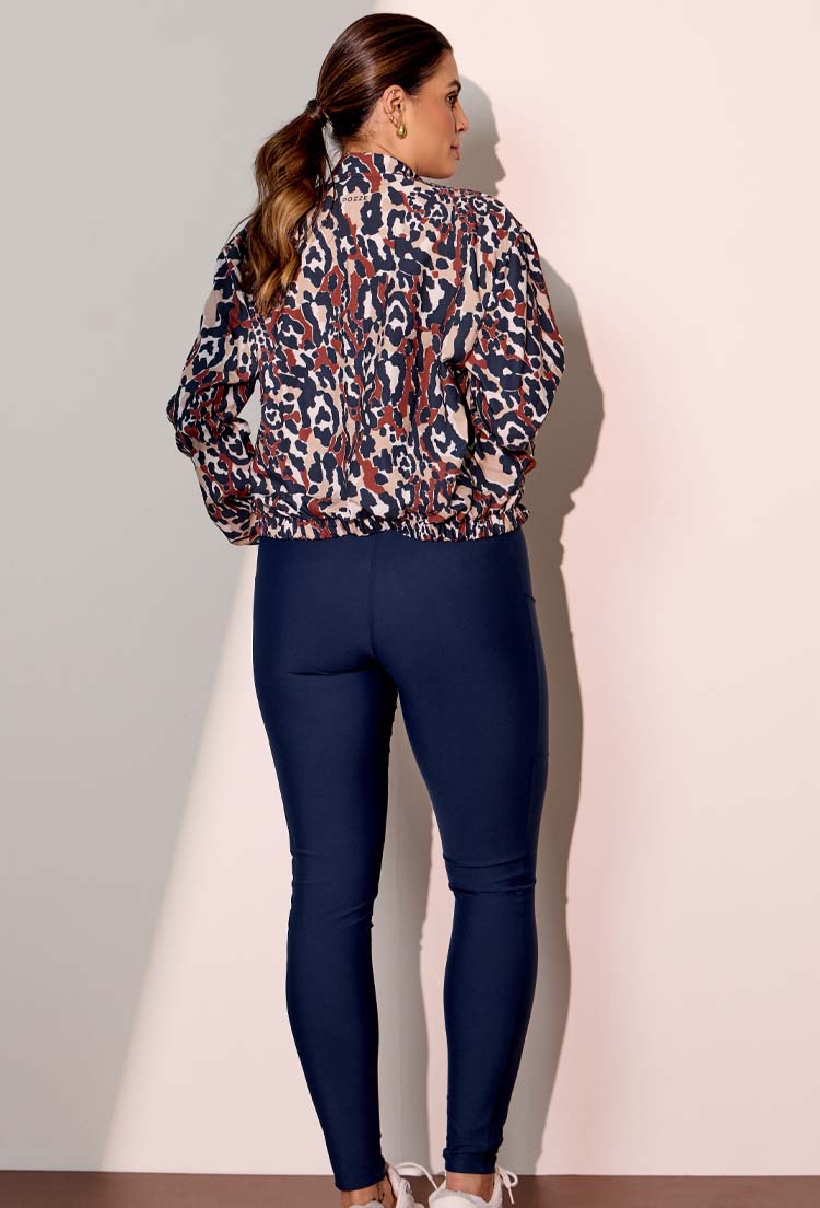 Jaqueta bomber com bolsos frontais estampada Gaia