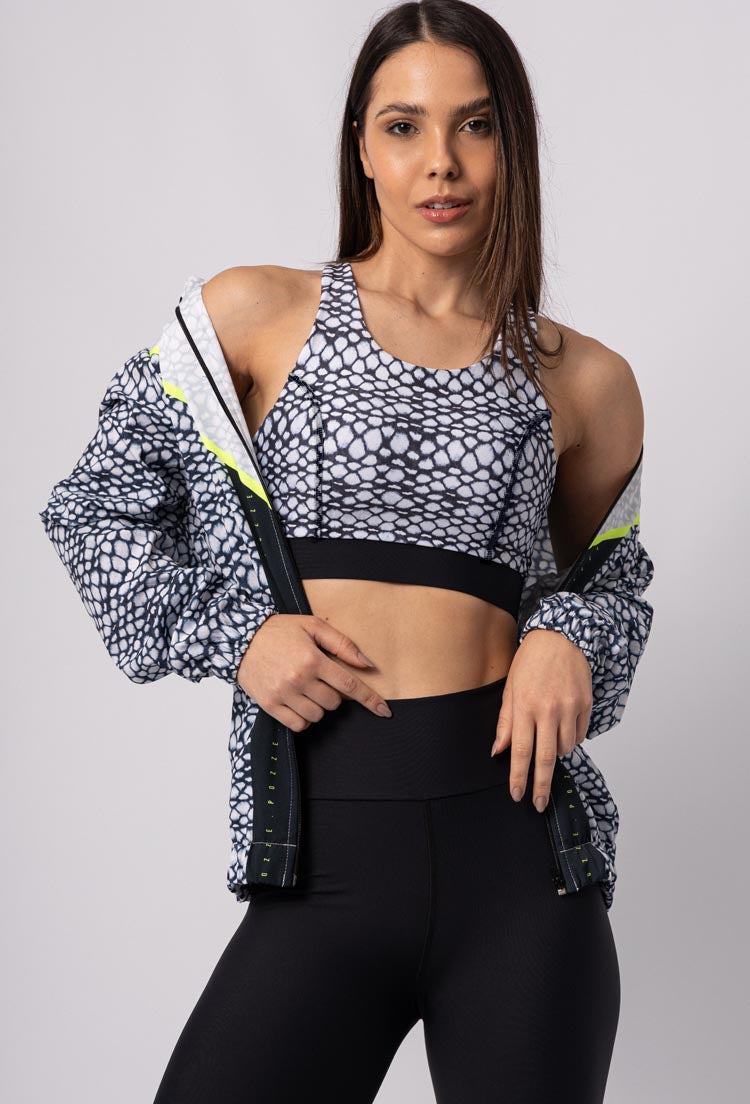 Top running dupla face com bolso estampa Action