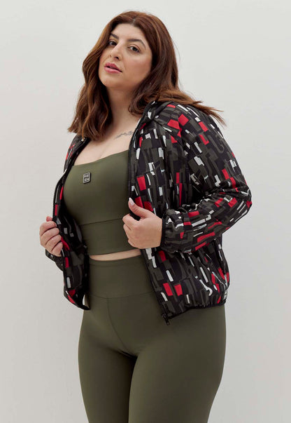 Jaqueta corta vento com bolsos estampada Voá