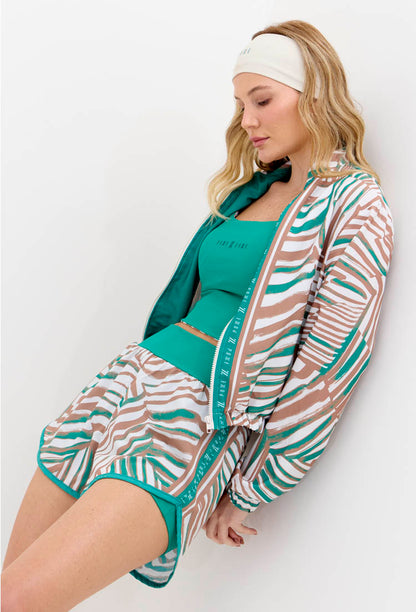 Shorts duplo verde folha com bolso estampado Lance