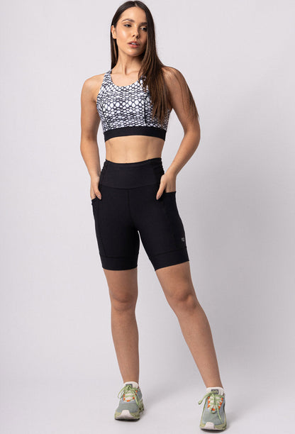 Top running dupla face com bolso estampa Action