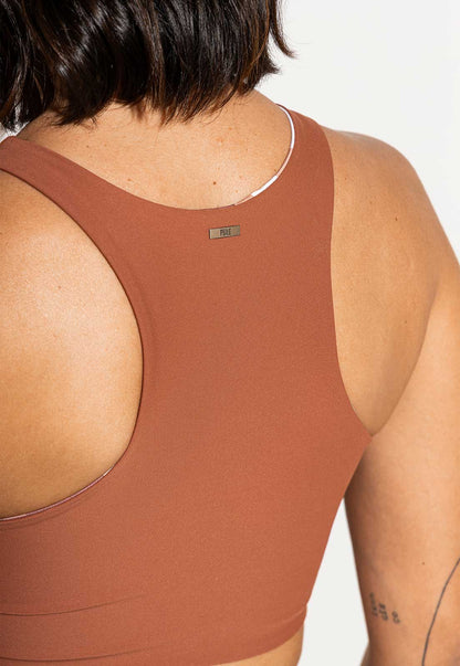 Conjunto Top fechado dupla face+Legging lisa+Jaqueta lisa capuccino Aura