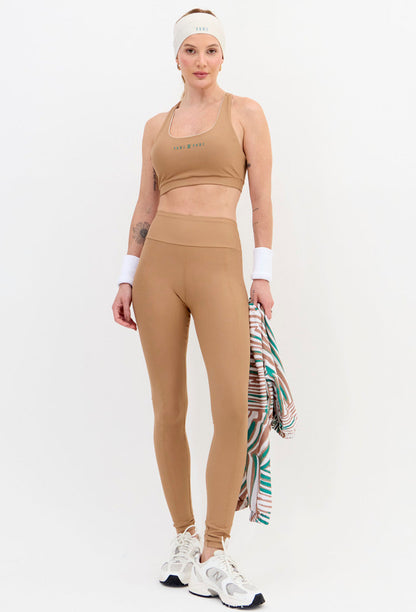 Legging com recorte lisa amêndoa Lance