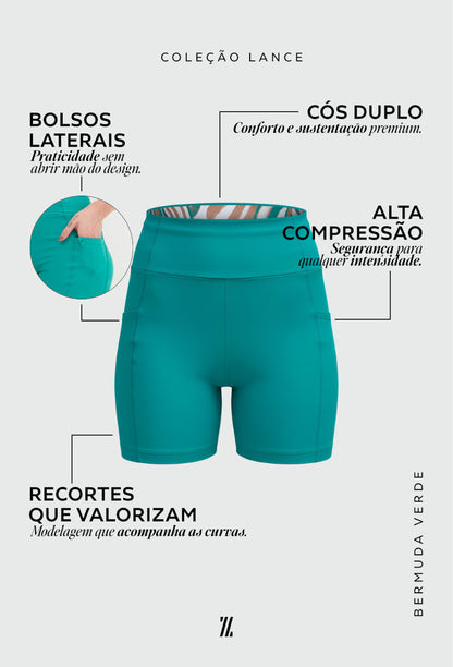 Bermuda lisa verde folha com bolsos Lance