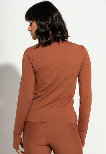 Conjunto Top dupla face+Legging bicolor+Jaqueta lisa capuccino Aura