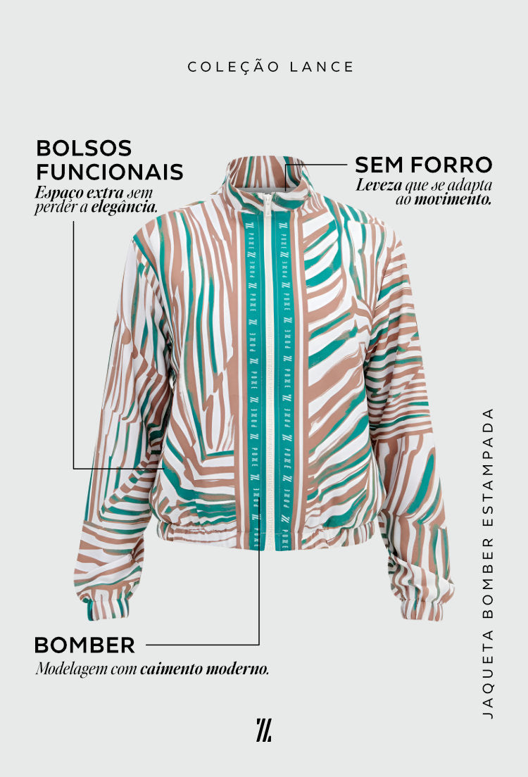 Jaqueta bomber com bolsos estampada Lance