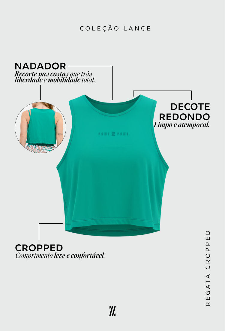 Regata cropped lisa verde folha Lance