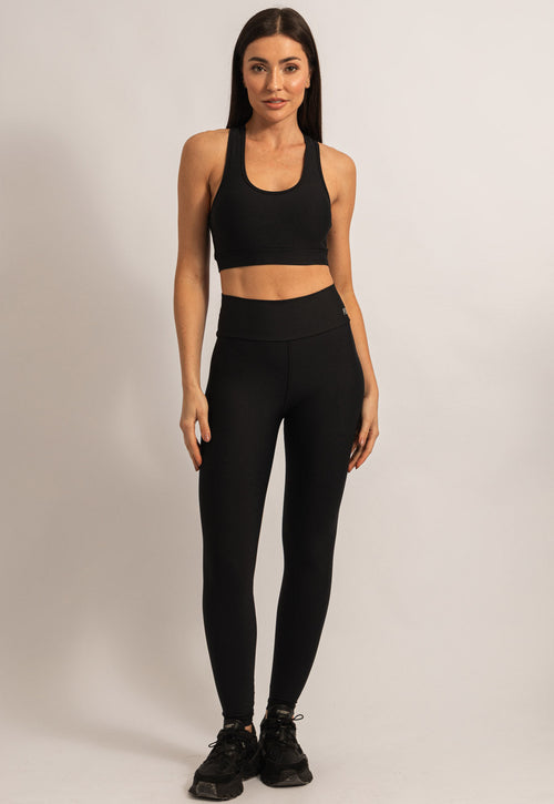 Conjunto preto Top+Legging Action