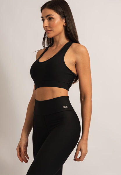 Conjunto preto Top+Legging Action