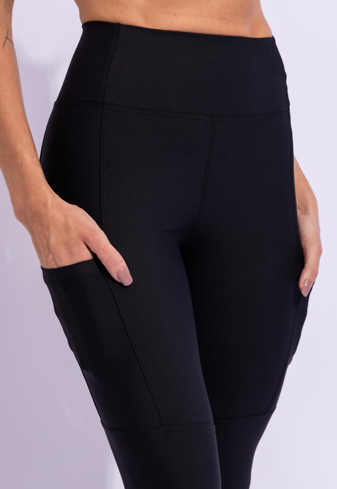 Conjunto Top longo dupla face+Legging com bolso Action