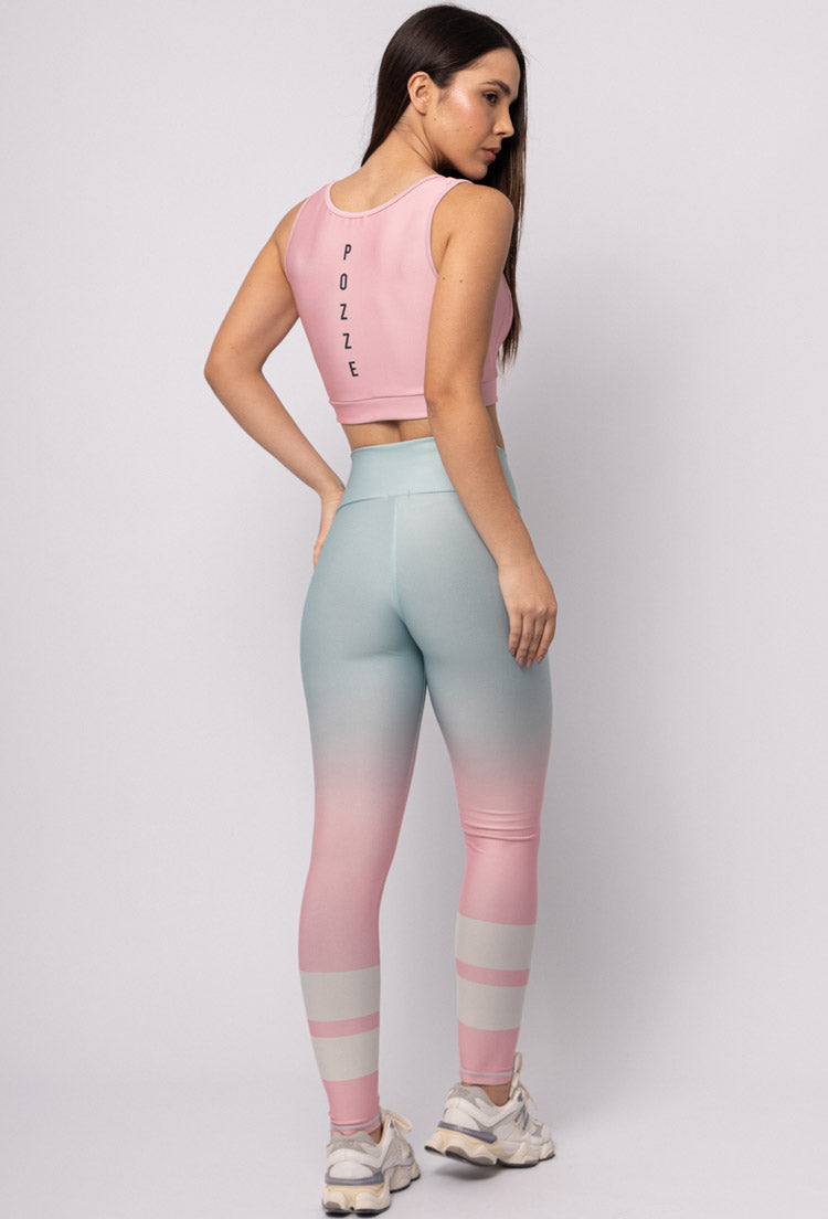 Conjunto Top rosa+Legging Degradê